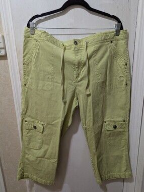 Ac-tiv-ology Women's Light Lime Cropped Cargo Drawstring Pants Size XL